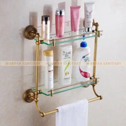 Vidric Shelves 2 Tier Glass Antique Brass Wall Mounted Shelf Bath Holder Towel Bar Hanger Shower Storage Accessories Towel Rack
Vidric Shelves 2 Tier Glass Antique Brass Wall Mounted Shelf Bath Holder Towel Bar Hanger Shower Storage Accessories Towel Rack