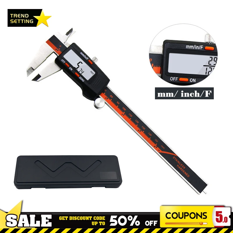 150mm Fraction/MM/Inch Electronic Digital Display Vernier Caliper High Precision Ruler Gauge Meter Measuring Tool
150mm Fraction/MM/Inch Electronic Digital Display Vernier Caliper High Precision Ruler Gauge Meter Measuring Tool