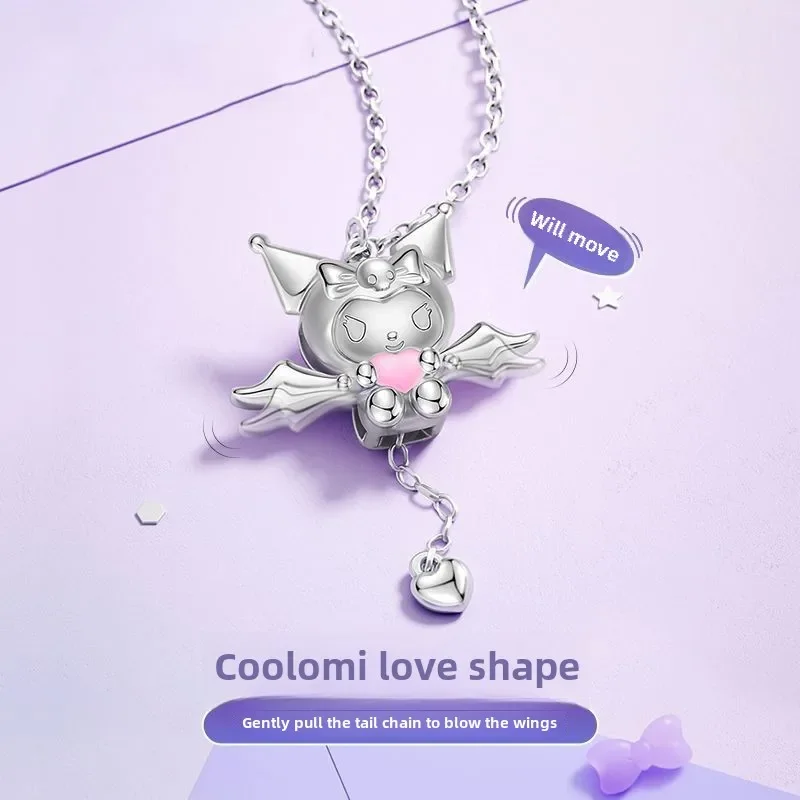 Sanrio Kuromi сердце Купидона женское ожерелье милый мультфильм аниме любовь крылья
