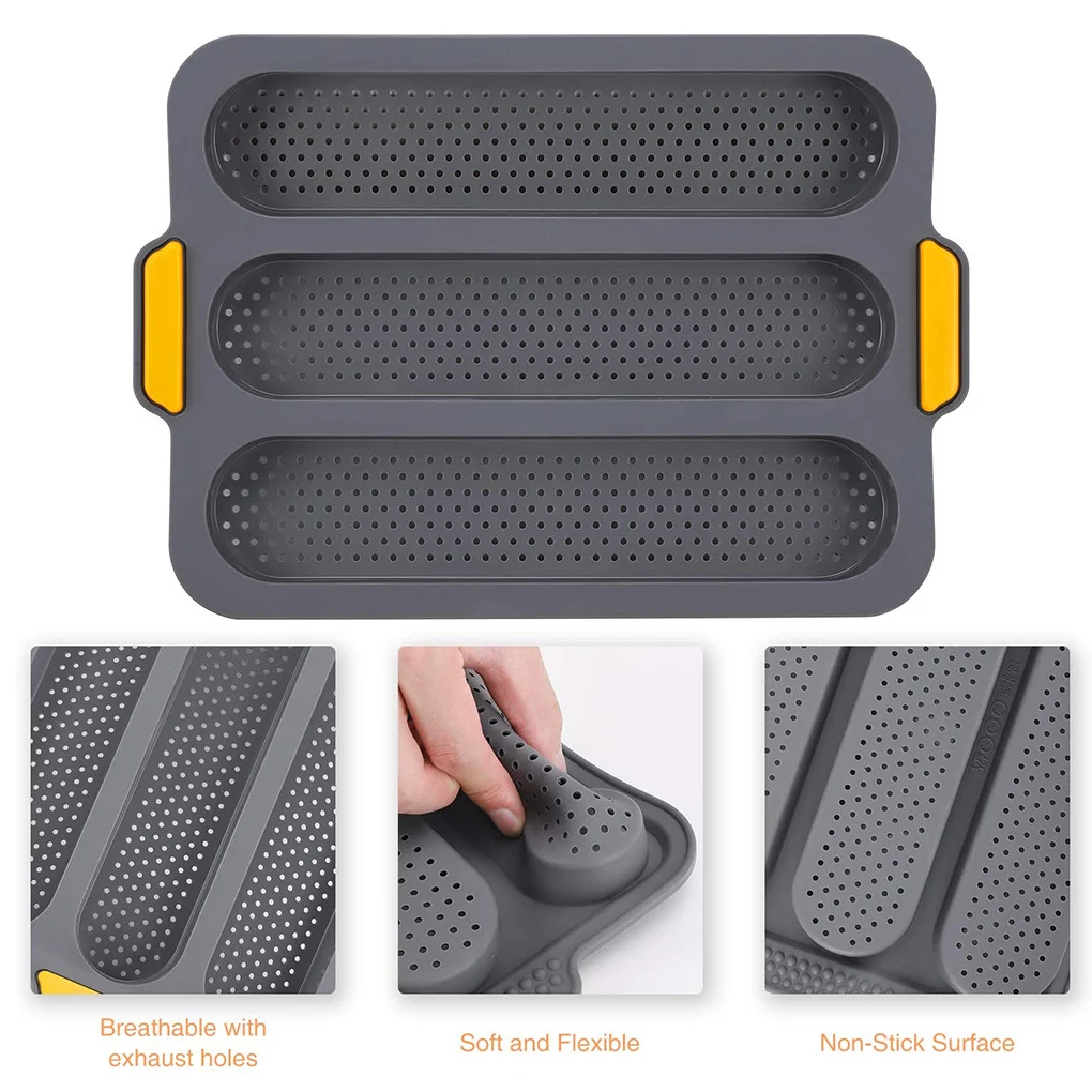 Silicone French Bread Baking Mold Set Bread Wave Baking Tray Practical Cake Baguette Mold Pans 3 Groove Waves Bread Baking Tool
Silicone French Bread Baking Mold Set Bread Wave Baking Tray Practical Cake Baguette Mold Pans 3 Groove Waves Bread Baking Tool