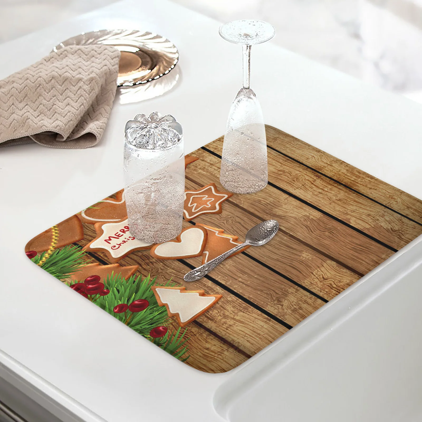Christmas Tree Gingerbread Wood Dish Drying Mat for Kitchen Table Microfiber Sink Tableware Pads Tea Towel Absorbent Placemat
Christmas Tree Gingerbread Wood Dish Drying Mat for Kitchen Table Microfiber Sink Tableware Pads Tea Towel Absorbent Placemat