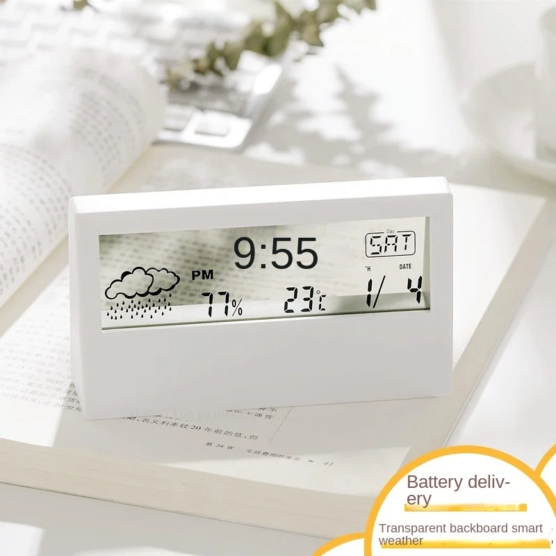 Led silent intelligent weather electronic clock desk clock calendar desk transparent student alarm clock
Led silent intelligent weather electronic clock desk clock calendar desk transparent student alarm clock
