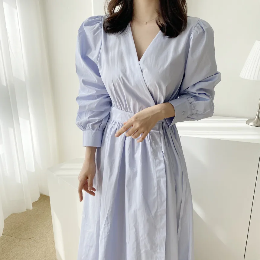 JSXDHK Korean Chic Fashion Autumn Midi Dress Elegant Women Cross V Neck Lace-Up Puff Sleeve Ladies Office One Piece Long Dresses
JSXDHK Korean Chic Fashion Autumn Midi Dress Elegant Women Cross V Neck Lace-Up Puff Sleeve Ladies Office One Piece Long Dresses