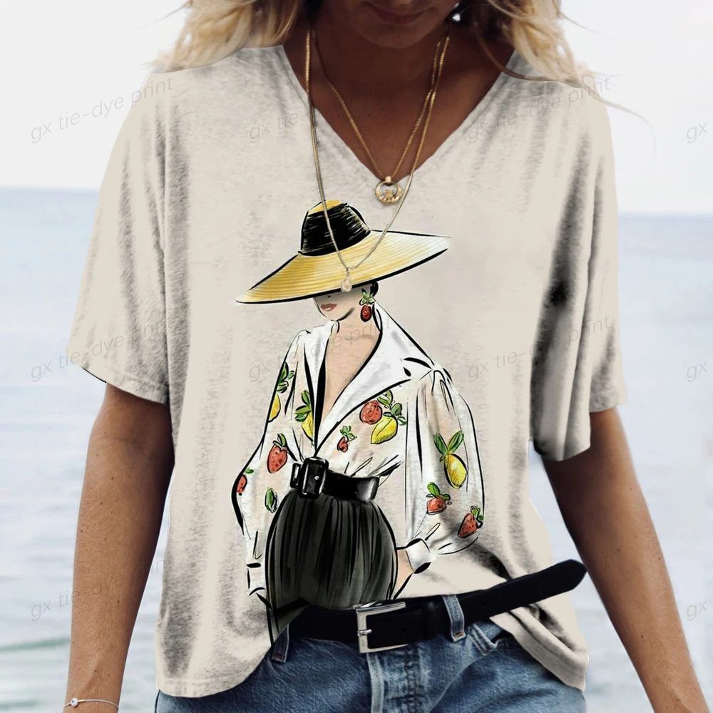 New T Shirt Women Y2k Printed Female Clothes Top Summer V-neck Short-sleeved Ladies T-shirt Fashion Streetwear Hip-hop Shirt 5xl
New T Shirt Women Y2k Printed Female Clothes Top Summer V-neck Short-sleeved Ladies T-shirt Fashion Streetwear Hip-hop Shirt 5xl