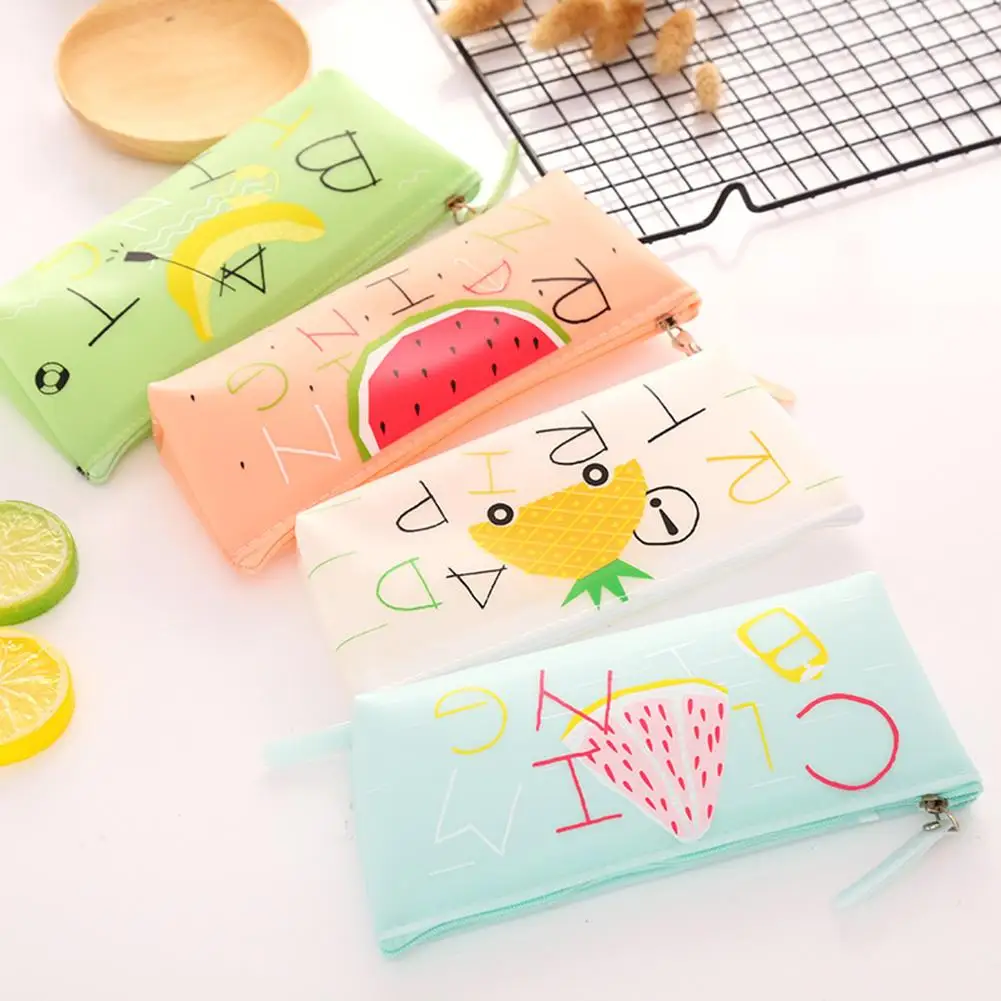 Cute Fruit Series Pencil Case Soft Silicone Student Stationery Storage Bag Triangle Pen Box for Office School Supplies Cheap
Cute Fruit Series Pencil Case Soft Silicone Student Stationery Storage Bag Triangle Pen Box for Office School Supplies Cheap