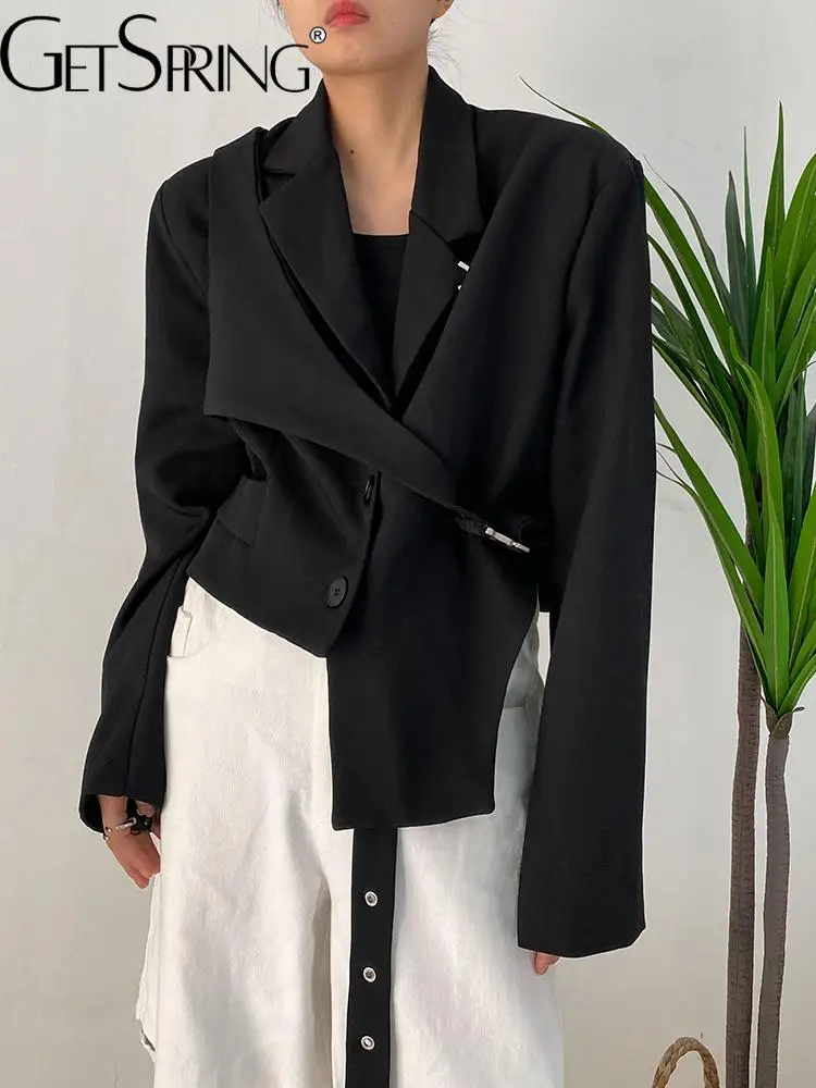 GetSpring Women Blazer Single Breasted Long Sleeve Ladies Short Black Suit Coat Ribbon Irregular Loose Women's Slim Suit Jacket
GetSpring Women Blazer Single Breasted Long Sleeve Ladies Short Black Suit Coat Ribbon Irregular Loose Women's Slim Suit Jacket