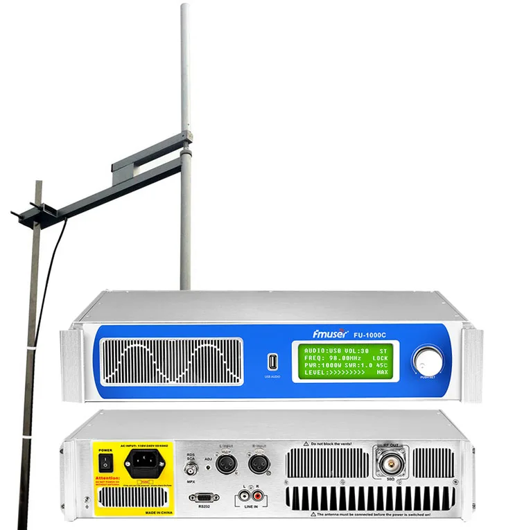 FMUSER FU-1000C 1000W FM Transmitter + 2KW Dipole Antenna + 30M Coaxial Cable KIT 
FMUSER FU-1000C 1000W FM Transmitter + 2KW Dipole Antenna + 30M Coaxial Cable KIT