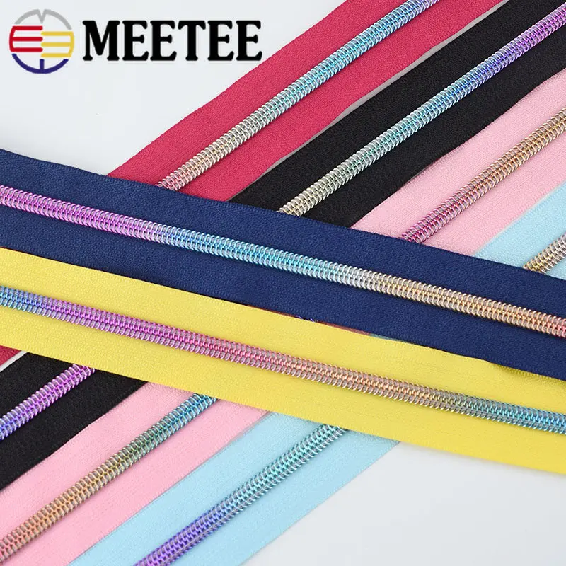 

2/5/10Meters Meetee 5# Nylon Zipper Tape Colored Zippers Roll for Sewing Coat Luggage Repair Kit Garment Zip Accessories