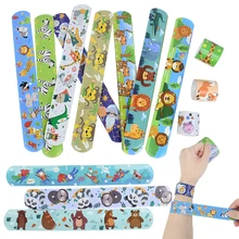 10Pcs Jungle Safari Animal Clap Circle Toys Girls Unicorn Mermaid Bracelet For Wild One Birthday Party Supplies Baby Shower Gift