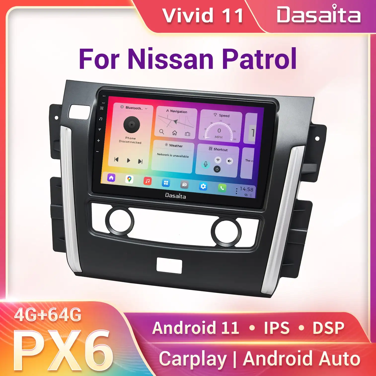 Dasaita яркий Android 11 мультимедиа для Nissan патруль 2010 - 2017 Автомобильная стерео 10 "Carplay Android Авто PX6 4 Гб + 64 ГБ 1280*720 DSP AHD
Dasaita яркий Android 11 мультимедиа для Nissan патруль 2010 - 2017 Автомобильная стерео 10 "Carplay Android Авто PX6 4 Гб + 64 ГБ 1280*720 DSP AHD