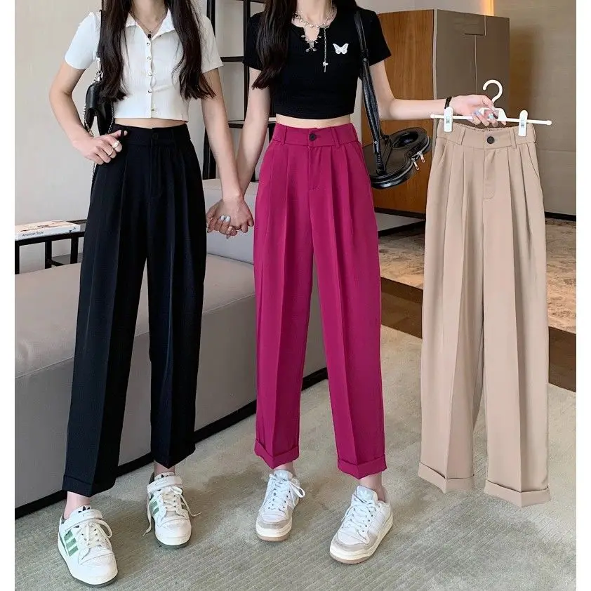 Women 2022 Spring Summer Loose Pants Female Fashion High Waist Thin Wide-Leg Pants Solid Casual Office Lady Suit Trousers T36 
Women 2022 Spring Summer Loose Pants Female Fashion High Waist Thin Wide-Leg Pants Solid Casual Office Lady Suit Trousers T36