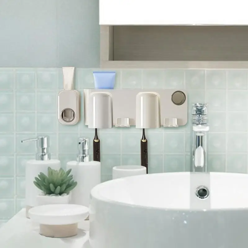 Toothbrush Holders Toothpaste Dispenser Toothpaste Storage Rack With Removable Parts Punch-free Wall-mounted Toothbrush Rack
Toothbrush Holders Toothpaste Dispenser Toothpaste Storage Rack With Removable Parts Punch-free Wall-mounted Toothbrush Rack