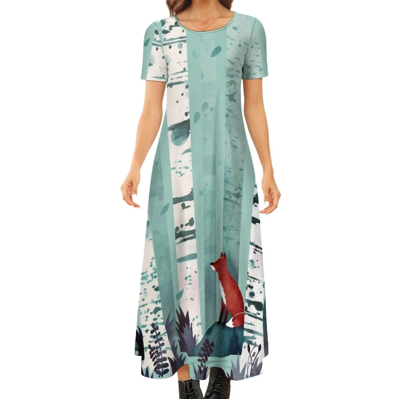 Red Fox Print Dress The Birches Print Funny Boho Beach Long Dresses Female Party Maxi Dress Birthday Present 
Red Fox Print Dress The Birches Print Funny Boho Beach Long Dresses Female Party Maxi Dress Birthday Present