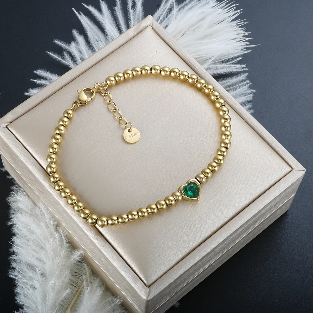 Stainless Steel Beads Chain Heart Zircon Handmade Bracelet Bangle Gold Color for Women Waterproof Exquisite Jewelry Wholesales
Stainless Steel Beads Chain Heart Zircon Handmade Bracelet Bangle Gold Color for Women Waterproof Exquisite Jewelry Wholesales