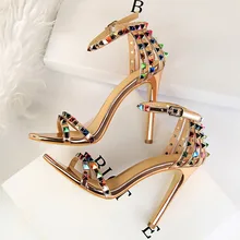 Comemore High Heels Rivets Sandals Lady Stiletto Gladiator Pumps Stripper Summer Platform Shoes 2023 Luxury Fashion Women 11cm