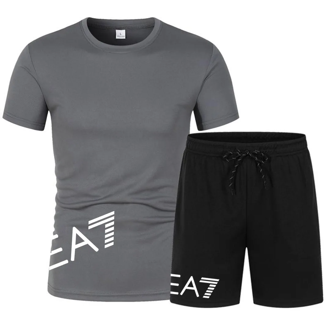 Summer Men's Sportswear Brand Fitness Set Running Clothes Casual Suit T-shirt + Shorts Breathable Two Piece Suit Sportswear Men
Summer Men's Sportswear Brand Fitness Set Running Clothes Casual Suit T-shirt + Shorts Breathable Two Piece Suit Sportswear Men