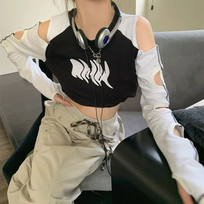 MEXZT Y2K Contrast T Shirt Women Sexy Hollow Print Crop Tops Spring Summer Streetwear Hole Slim Long Sleeve Tees Fashion New
MEXZT Y2K Contrast T Shirt Women Sexy Hollow Print Crop Tops Spring Summer Streetwear Hole Slim Long Sleeve Tees Fashion New