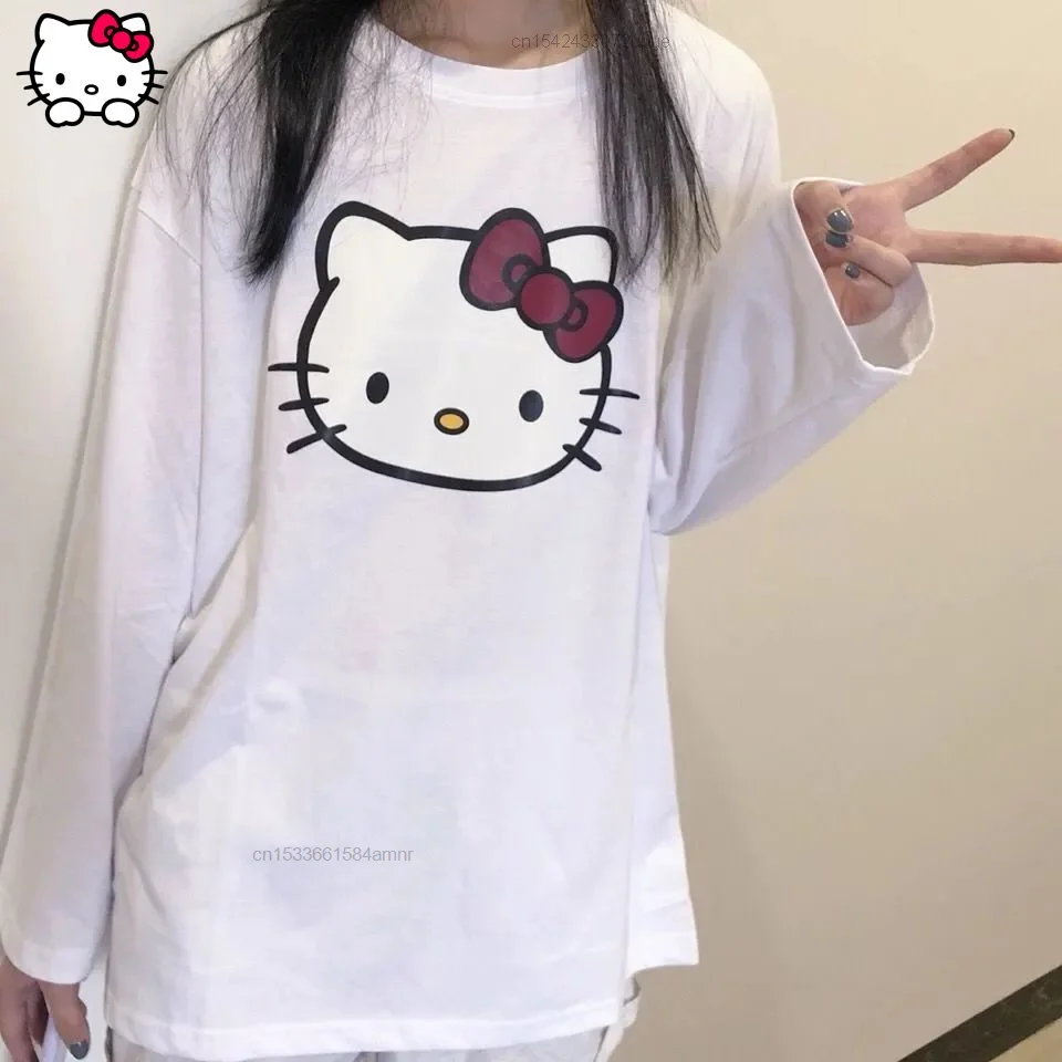 Женская футболка с длинным рукавом Sanrio, белая хлопковая Футболка с принтом Hello Kitty Y2k в японском стиле, Свободный Топ для студентов, одежда дл...
Женская футболка с длинным рукавом Sanrio, белая хлопковая Футболка с принтом Hello Kitty Y2k в японском стиле, Свободный Топ для студентов, одежда дл...