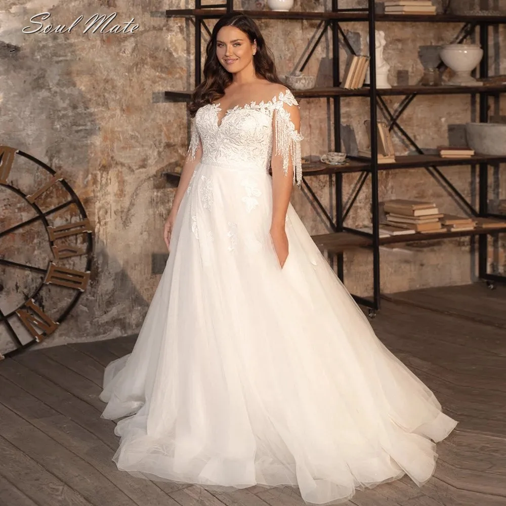 Plus Size Wedding Dresses 2022 For Women Sheer Neck A-line Bridal Gown Appliques Lace Button Back Bride Dress Vestido De Novia
Plus Size Wedding Dresses 2022 For Women Sheer Neck A-line Bridal Gown Appliques Lace Button Back Bride Dress Vestido De Novia