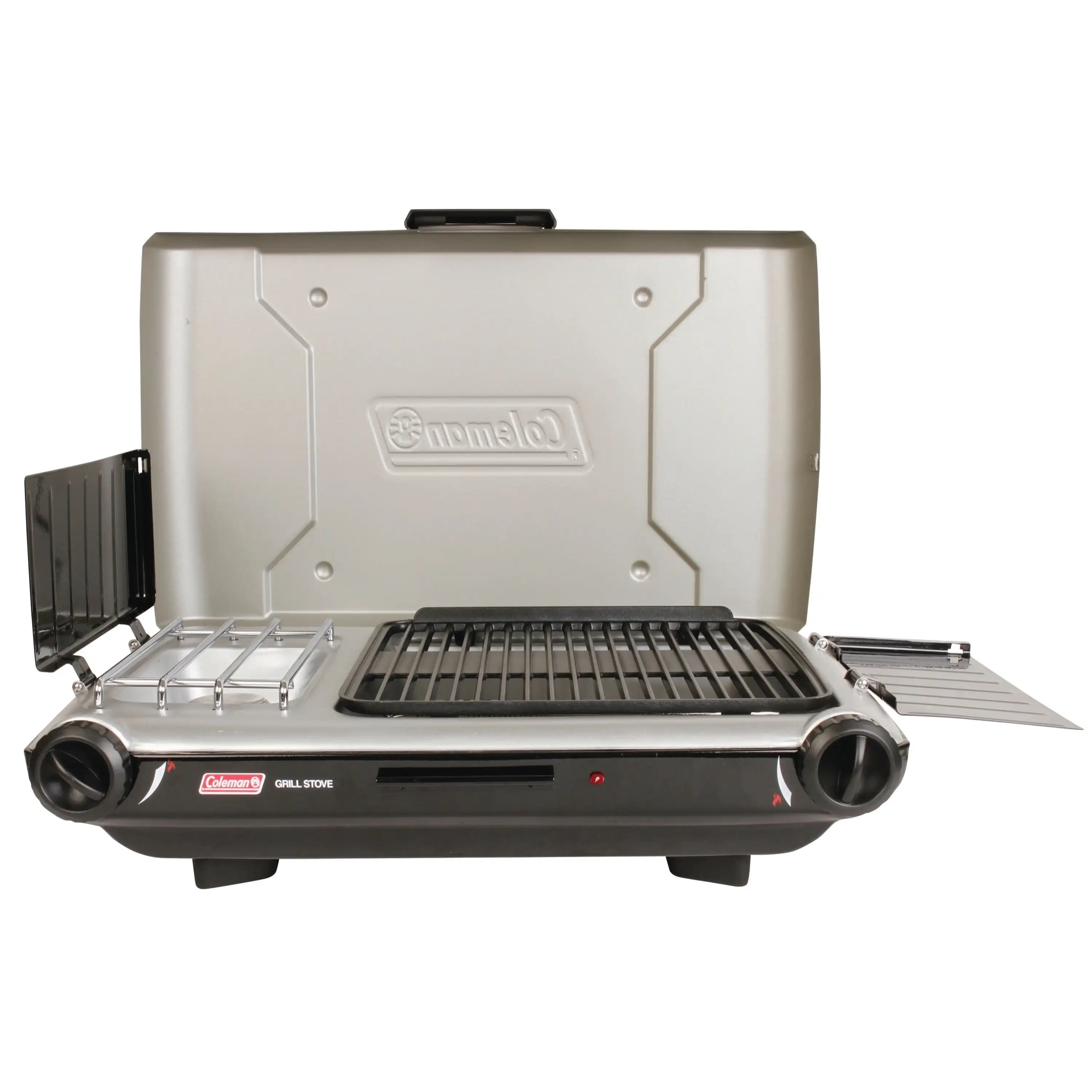 Tabletop Propane Gas Camping 2-in-1 Grill/Stove 2-Burner Gray Fits 10-Inch Pan Rust-Resistant Aluminized Steel Cooktop
Tabletop Propane Gas Camping 2-in-1 Grill/Stove 2-Burner Gray Fits 10-Inch Pan Rust-Resistant Aluminized Steel Cooktop