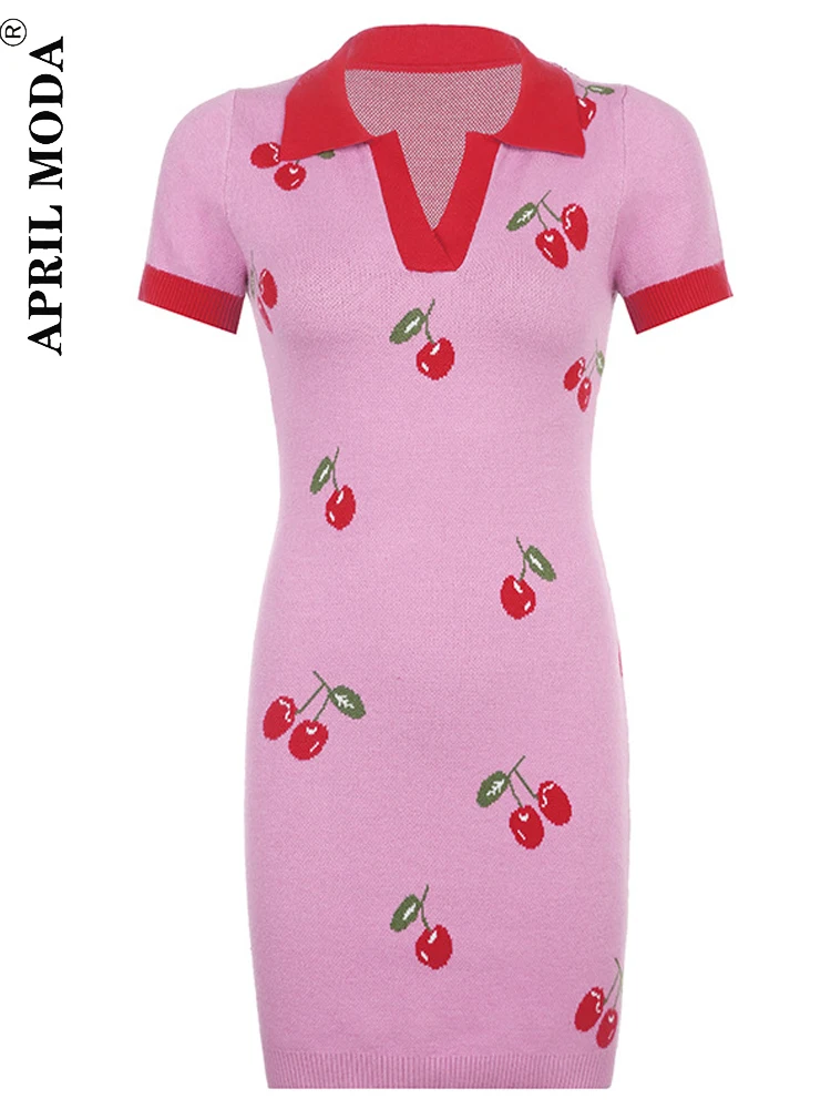 Polo Vestidos Cherry Print Women Strap Mini Dress Bodycon Knitting Sundress Elegant French Summer Sweet Party Cardigan Dresses
Polo Vestidos Cherry Print Women Strap Mini Dress Bodycon Knitting Sundress Elegant French Summer Sweet Party Cardigan Dresses