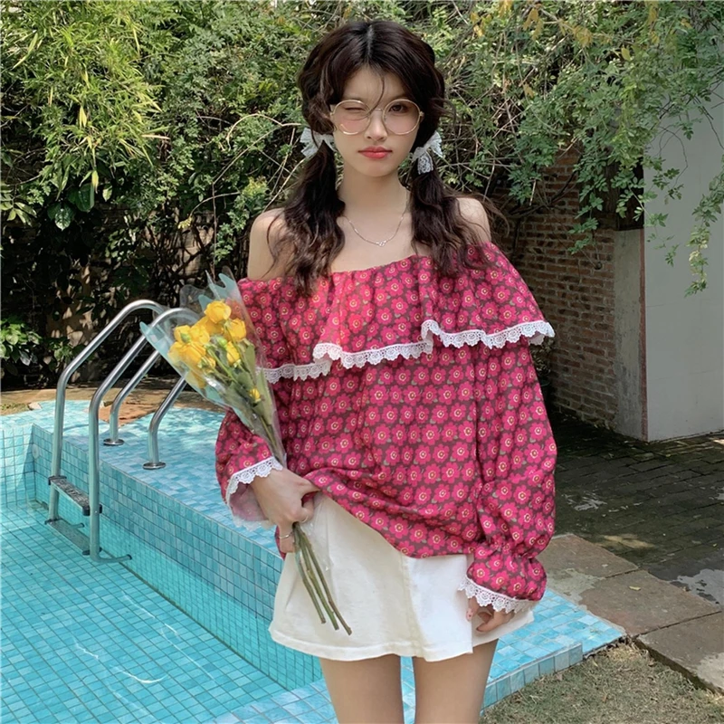 Long Sleeve Chiffon Shirt Women Slash Neck Ruffled Off The Shoulder Floral Top Sweet Elegant Blouse 2022 Spring Summer New
Long Sleeve Chiffon Shirt Women Slash Neck Ruffled Off The Shoulder Floral Top Sweet Elegant Blouse 2022 Spring Summer New