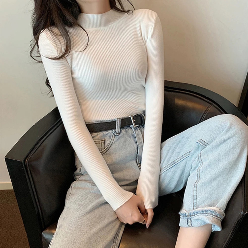 Sweater Women's T-shirt Base Blouse Tops Colourful High Elastic Knitted Knitwear Leisure Long Sleeve One Size
Sweater Women's T-shirt Base Blouse Tops Colourful High Elastic Knitted Knitwear Leisure Long Sleeve One Size