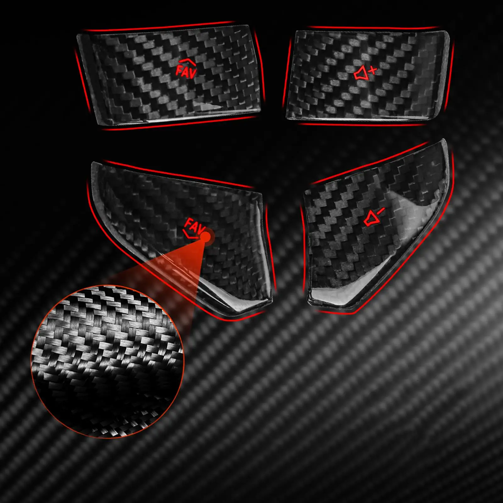 4x Steering Wheel Switch Button Cover Trim Carbon Fiber Volume Button Cover Trim for C8 Replace Decoration Decal
4x Steering Wheel Switch Button Cover Trim Carbon Fiber Volume Button Cover Trim for C8 Replace Decoration Decal