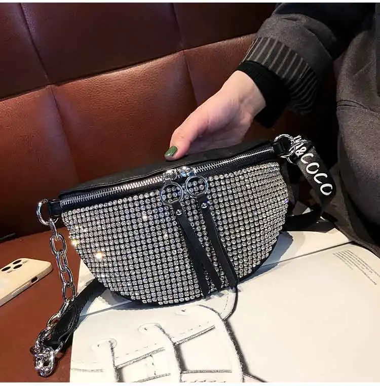 Crystal Full Diamond Shiny Rhinestone Chest Bag Fashion Saddle Bag Women Waist Pack Shoulder Messenger Bag Underarm Armpit Bag
Crystal Full Diamond Shiny Rhinestone Chest Bag Fashion Saddle Bag Women Waist Pack Shoulder Messenger Bag Underarm Armpit Bag