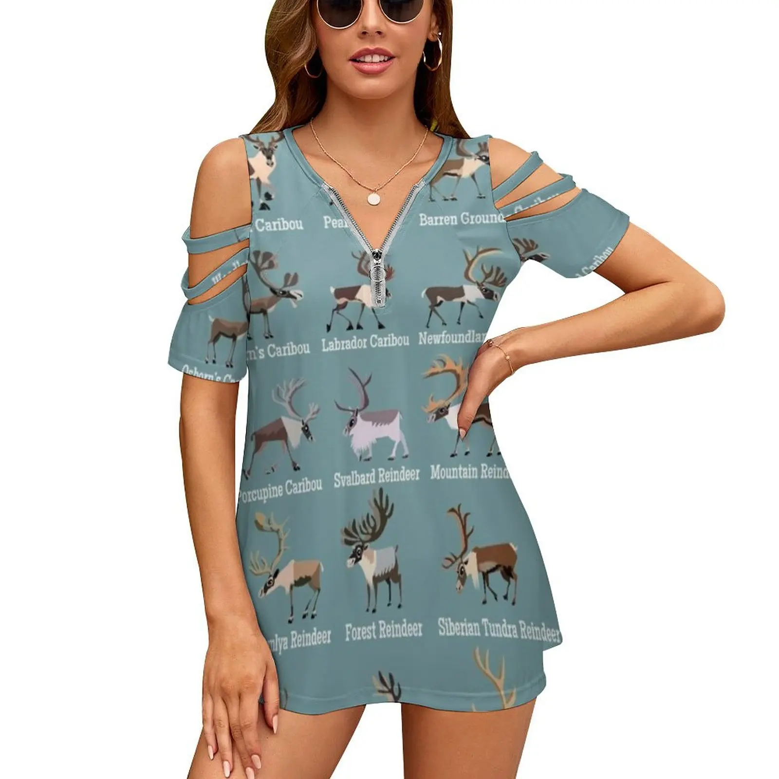 Женская Винтажная футболка на молнии с принтом «знай свой олень»
Женская Винтажная футболка на молнии с принтом «знай свой олень»