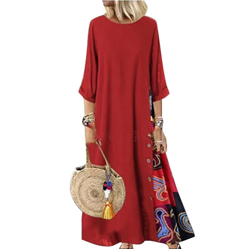 Женский винтажный Сарафан Макси вечерние ничное платье с цветочным принтом и