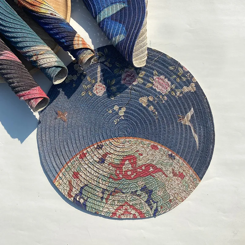 2 pcs Chinese PVC Round Woven Placemats Printing Water Oil Resistant Non-slip Kitchen Placemat Coaster Insulation Table Mat
2 pcs Chinese PVC Round Woven Placemats Printing Water Oil Resistant Non-slip Kitchen Placemat Coaster Insulation Table Mat