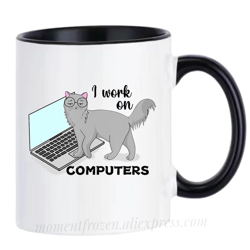 

Computer Programmer Mugs Cat Coffee Tea Cups Friends Gifts Coffeeware Geek Nerd Programming Teaware Coder Coworker Drinkware