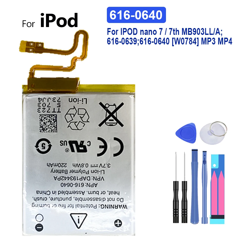 

MP3 Battery 616-0640 For Apple iPod nano 7/7th MB903LL/A;616-0639;616-0640 [W0784] MP3 MP4/Nano 4 4th 6 6th Gen 8GB 16GB battery
