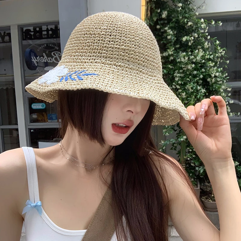 Japanese Straw Hat Women's Summer New Small Fresh Literary Foldable Sun Hats Woven Sunscreen Flower Vacation Bucket Cap
Japanese Straw Hat Women's Summer New Small Fresh Literary Foldable Sun Hats Woven Sunscreen Flower Vacation Bucket Cap