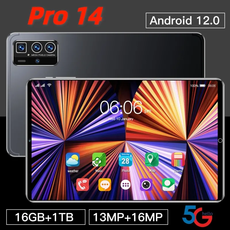 

Новинка 2023, Оригинальный планшет глобальная версия Pro 14, Android 12,0, 13 + 16 Мп, 12000 мАч, 11,6 дюйма, планшеты 4G/телефон с двумя SIM-картами или Wi-Fi, HD