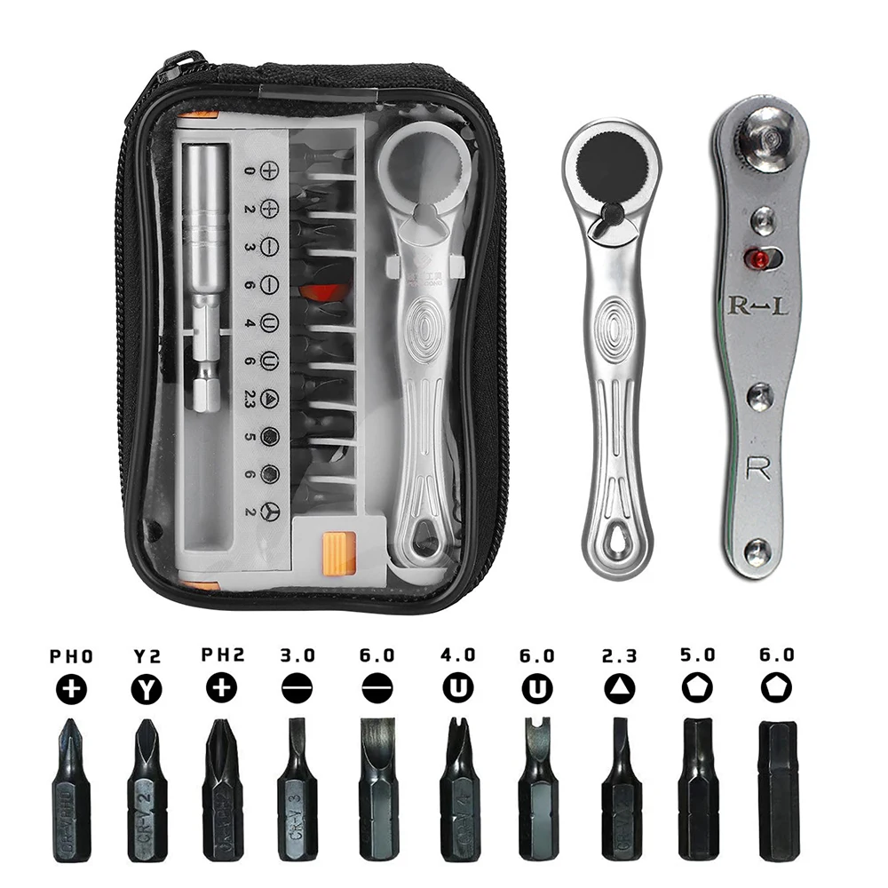 12 in 1 Portable Mini 1/4 Quick Ratchet Socket Wrench & Screwdriver Bits Set Multifunction Hand Tool Set for Bicycle Repair Kit
12 in 1 Portable Mini 1/4 Quick Ratchet Socket Wrench & Screwdriver Bits Set Multifunction Hand Tool Set for Bicycle Repair Kit
