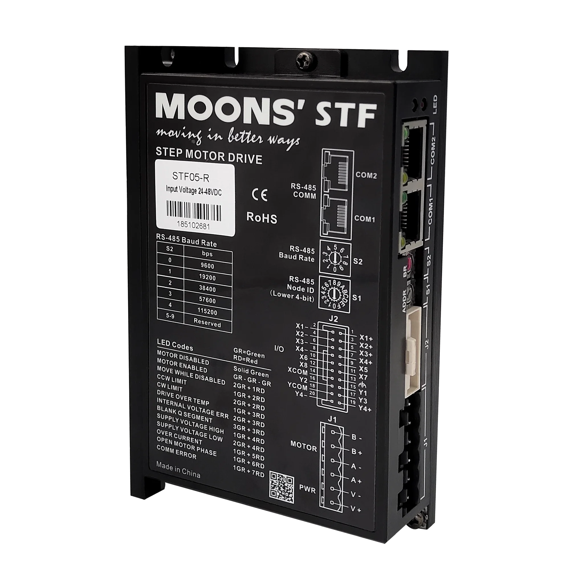 MOONS STF05-R DC 24-48V 5A RS-485 Modbus stepper motor driver for nema 17 23 24 stepping motor
MOONS STF05-R DC 24-48V 5A RS-485 Modbus stepper motor driver for nema 17 23 24 stepping motor