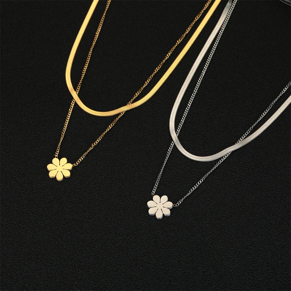 Kkjoy Flower Pendant Necklace For Women Men Silver Color Stainless Steel Daisy Double Chain Simple Fashion Jewelry Accessories
Kkjoy Flower Pendant Necklace For Women Men Silver Color Stainless Steel Daisy Double Chain Simple Fashion Jewelry Accessories