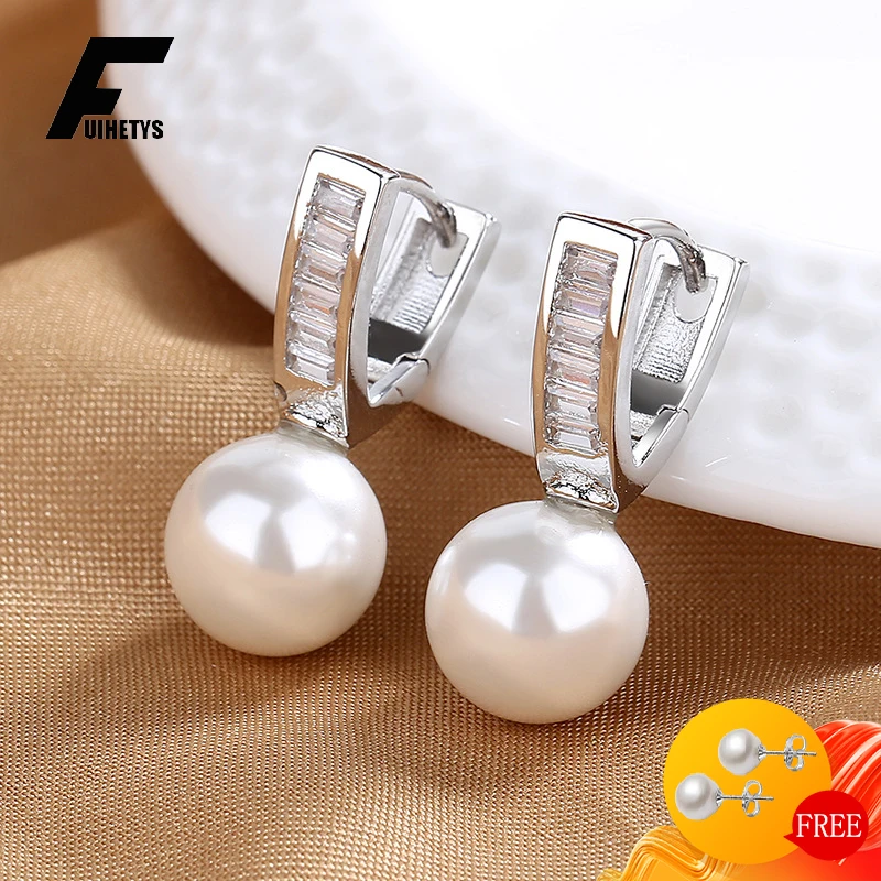 FUIHETYS Trendy 10mm Pearl Zircon Drop Earrings Silver 925 Jewelry for Women Wedding Party Engagement Gift Earring Accessories
FUIHETYS Trendy 10mm Pearl Zircon Drop Earrings Silver 925 Jewelry for Women Wedding Party Engagement Gift Earring Accessories