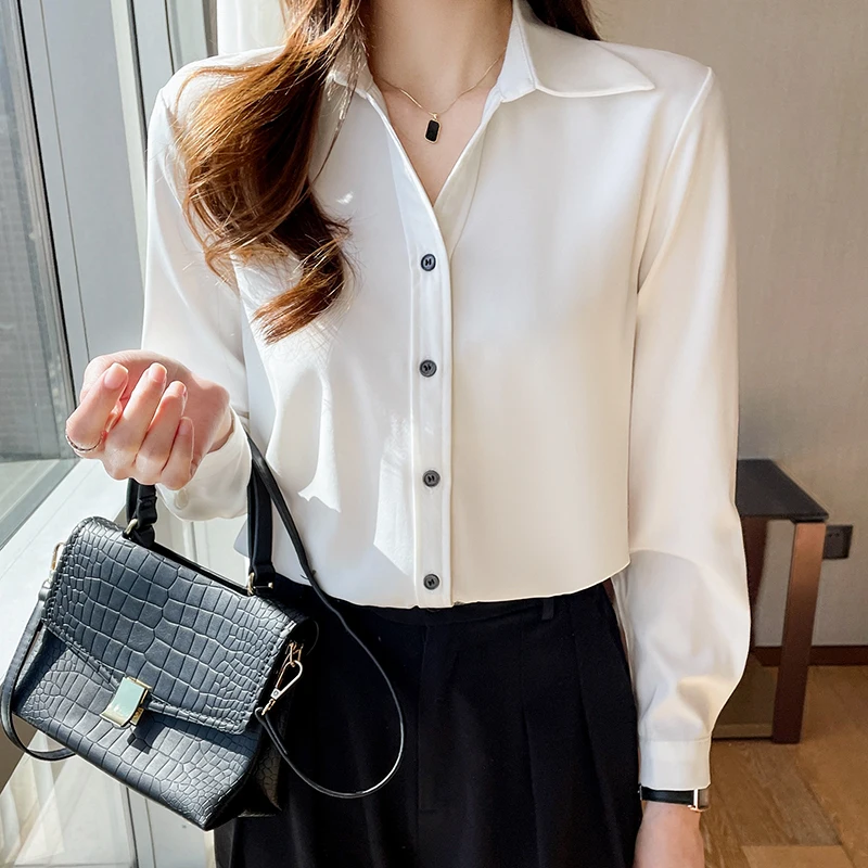 2022 new spring satin lapel long-sleeved white shirt korean fashion button up shirt womens tops
2022 new spring satin lapel long-sleeved white shirt korean fashion button up shirt womens tops