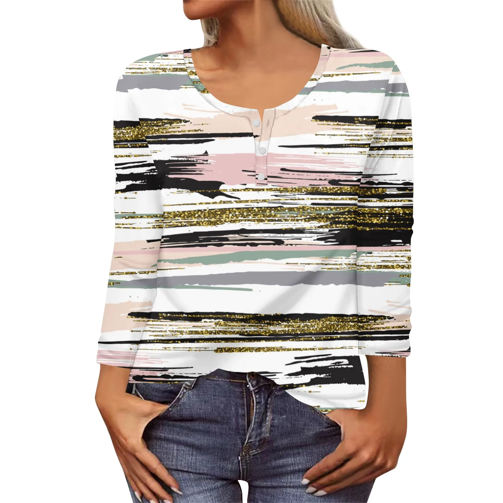 Women'S New Button-Down Fashion Print Long Sleeves T-Shirt Slim Top Casual Tops Clothing Female Crop Top Women Top Y2k Bodysuit
Women'S New Button-Down Fashion Print Long Sleeves T-Shirt Slim Top Casual Tops Clothing Female Crop Top Women Top Y2k Bodysuit