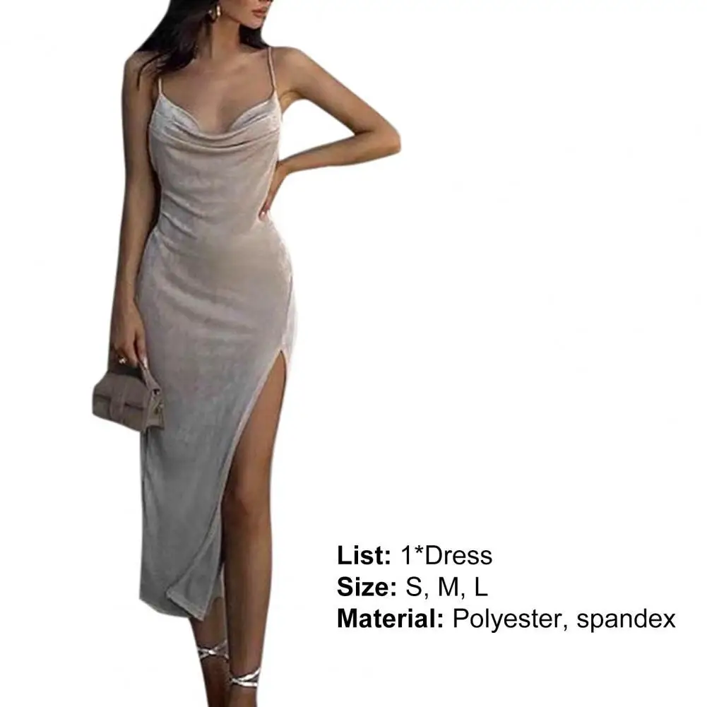 Women Sling Dress Sleeveless Backless Pullover Pure Color Side Split Sling Long Dress for Women's Clothing Party
Women Sling Dress Sleeveless Backless Pullover Pure Color Side Split Sling Long Dress for Women's Clothing Party
