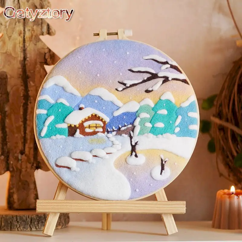 GATYZTORY Snowscape DIY Wool Felting Painting Material With Embroidery 20x20cm Frame Handmade Needle Wool Painting Home Decors
GATYZTORY Snowscape DIY Wool Felting Painting Material With Embroidery 20x20cm Frame Handmade Needle Wool Painting Home Decors