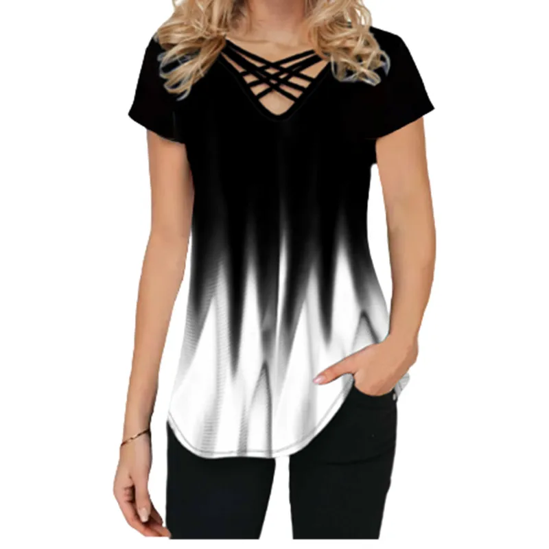 Summer Women Short Sleeve V-Neck Cross Tops Gradient Tie Dye Print T Shirt 2021 Plus Size Female T Shirts Oversized Casual Tops
Summer Women Short Sleeve V-Neck Cross Tops Gradient Tie Dye Print T Shirt 2021 Plus Size Female T Shirts Oversized Casual Tops