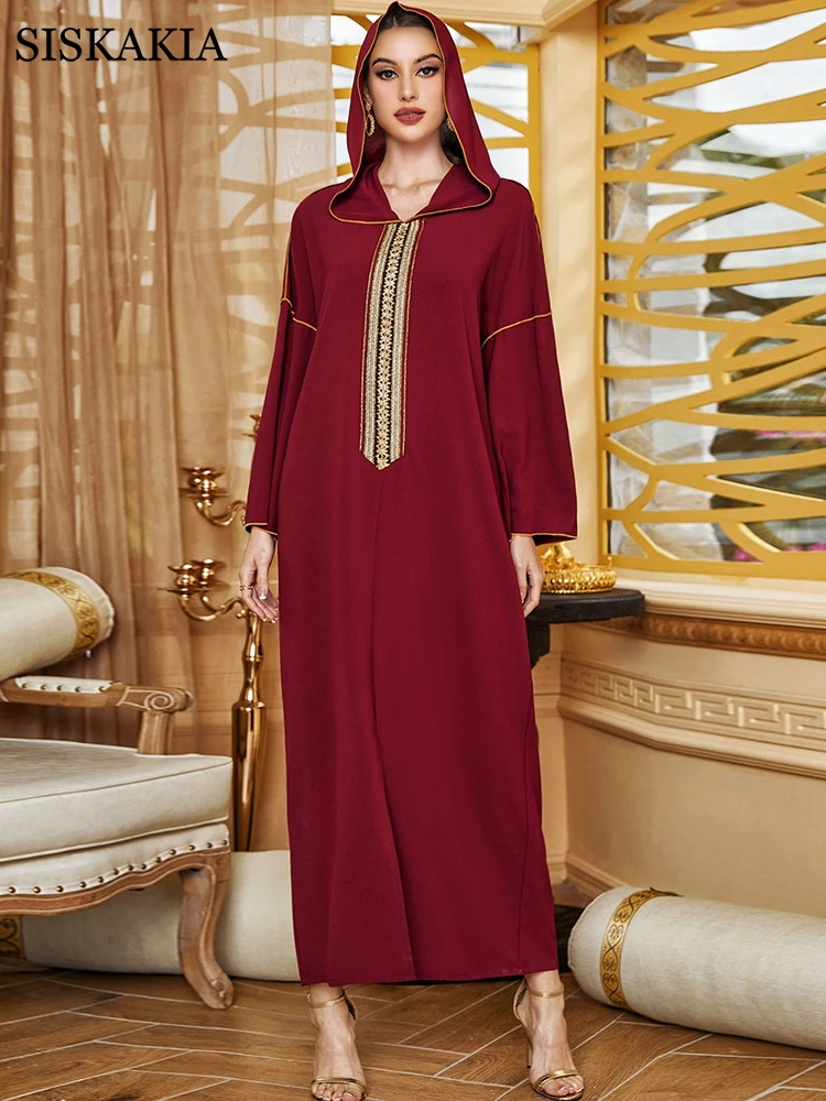Hooded Abaya Loose Casual Ethnic Long Dress Women Ribbon Embroidery Dubai Moroccan Caftan Fashion Muslim Arabic RobeClothes Eid
Hooded Abaya Loose Casual Ethnic Long Dress Women Ribbon Embroidery Dubai Moroccan Caftan Fashion Muslim Arabic RobeClothes Eid