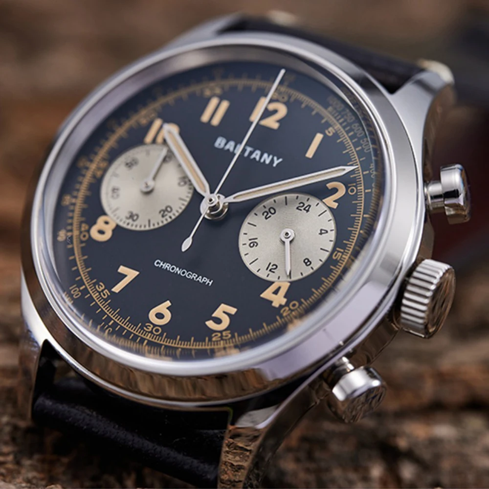 

Baltany Chronograph Watch Men 39mm Pilot Chrono Watches Vintage VK64 Quartz Wristwatches Military Luminous Clocks Custom LOGO