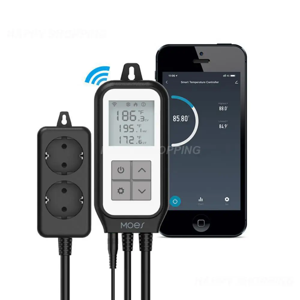 Tuya Wifi Temperature Controller Thermostat Sensor Dual Heat Cooling Relay EU Socket Thermometer Smart Life Brewery Greenhouse
Tuya Wifi Temperature Controller Thermostat Sensor Dual Heat Cooling Relay EU Socket Thermometer Smart Life Brewery Greenhouse