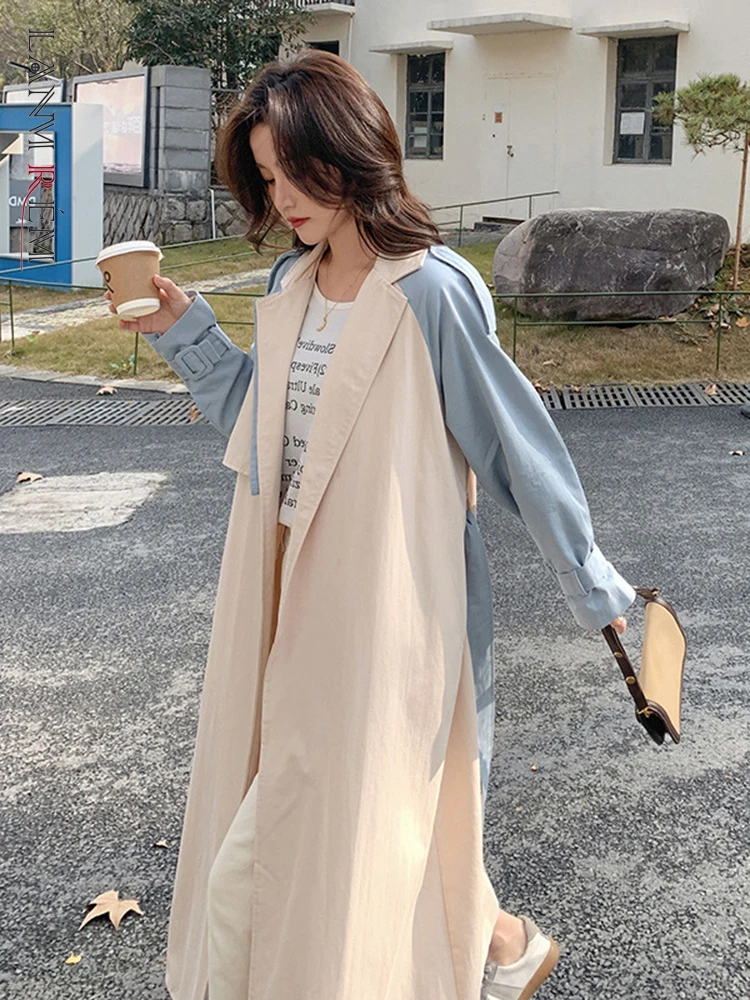 LANMREM Spliced Long Trench For Women Turn-down Collar Long Sleeve Adjustable Waist Loose Casual Coat 2022 Autumn 2N309
LANMREM Spliced Long Trench For Women Turn-down Collar Long Sleeve Adjustable Waist Loose Casual Coat 2022 Autumn 2N309