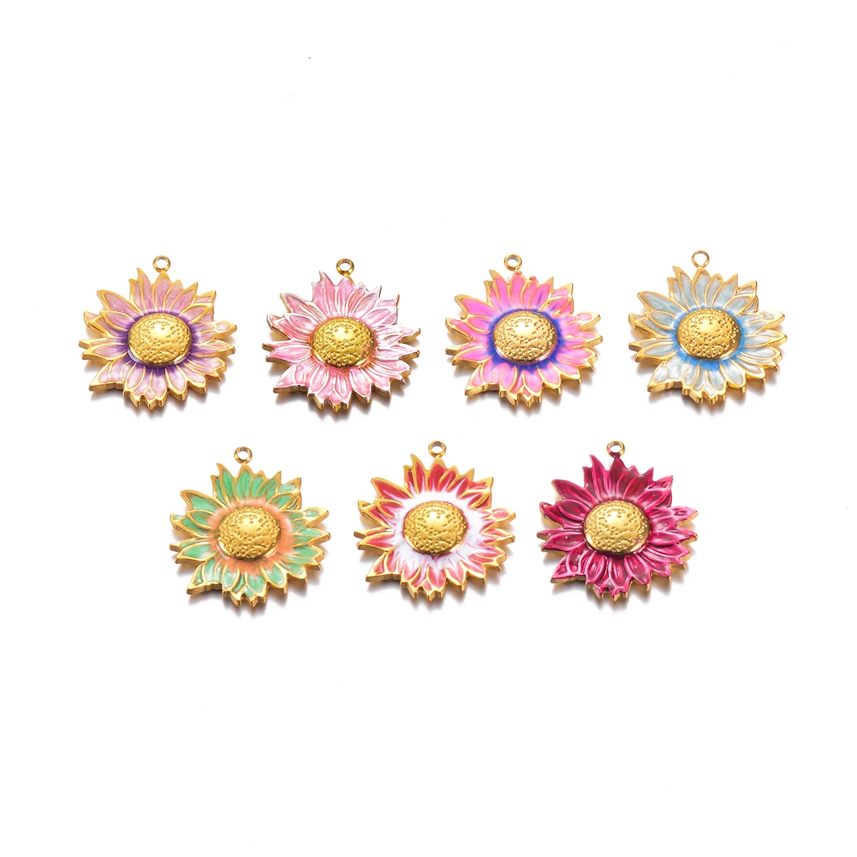 6Pcs New Stainless Steel Enamel Sun Flowers Charms Colorful pendant for DIY Necklaces Earrings Waterproof Jewelry Craft Making
6Pcs New Stainless Steel Enamel Sun Flowers Charms Colorful pendant for DIY Necklaces Earrings Waterproof Jewelry Craft Making